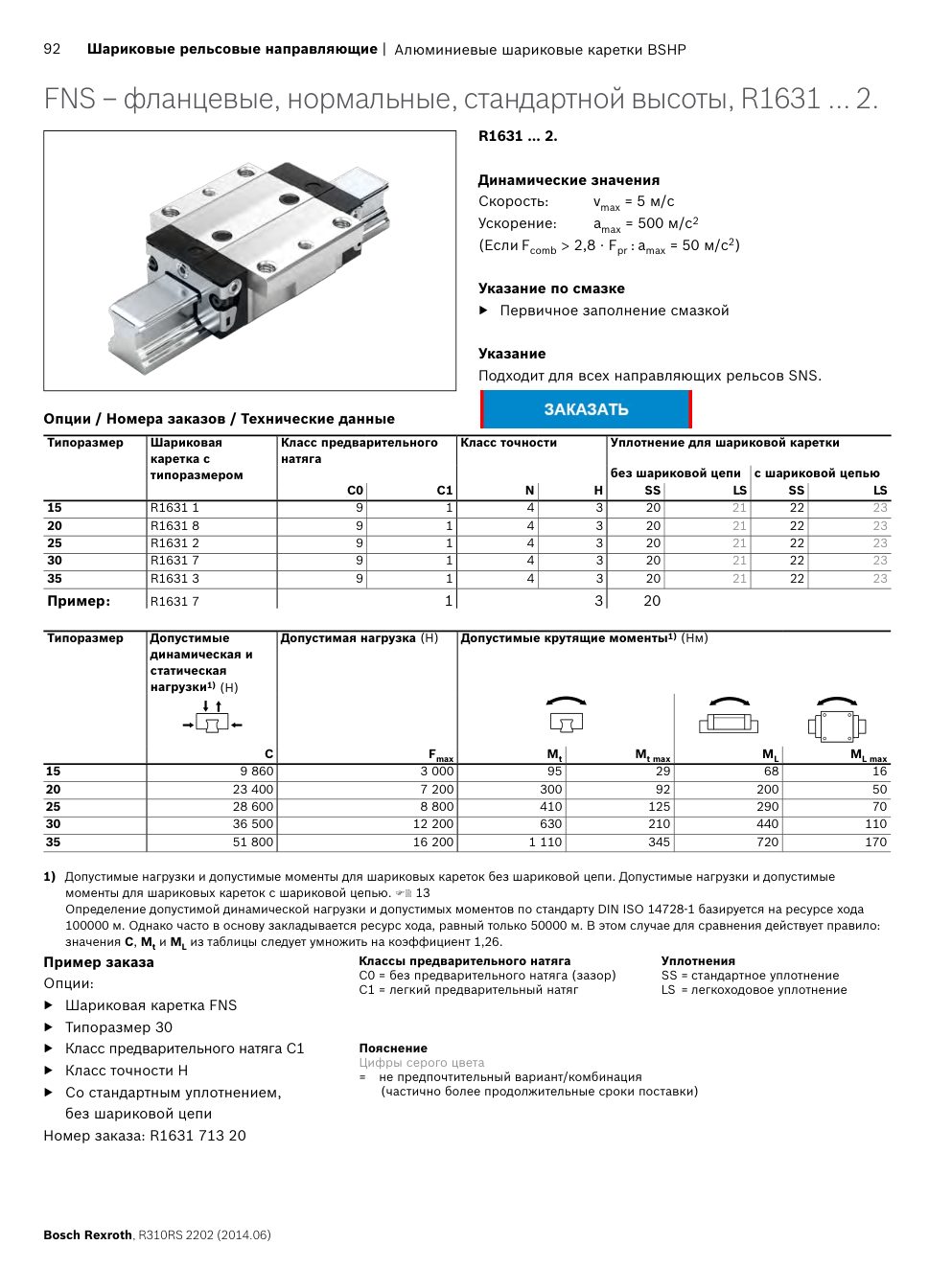 Шариковые каретки Bosch Rexroth из алюминия: лёгкие направляющие: Чертёж и размеры, стр. 92 каталога